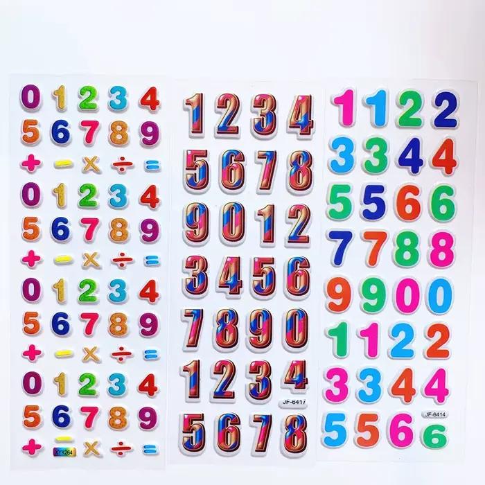 Autocollants 3D gonflés en vrac pour enfants, 6 feuilles, lettres de l'alphabet anglais, chiffres, j