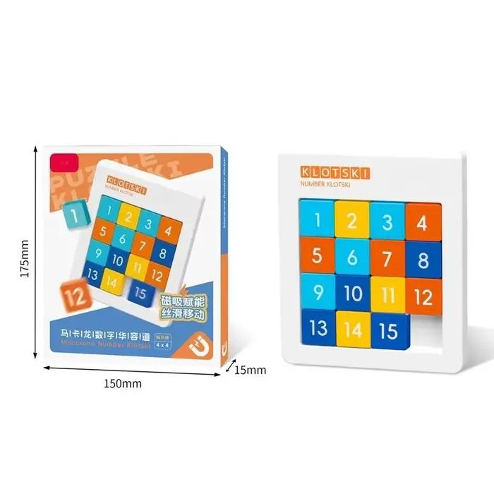 Jeu de blocs magnétiques Number Klotski 4x4 Macaron, jeu de glisse rapide, puzzle éducatif, jouet st