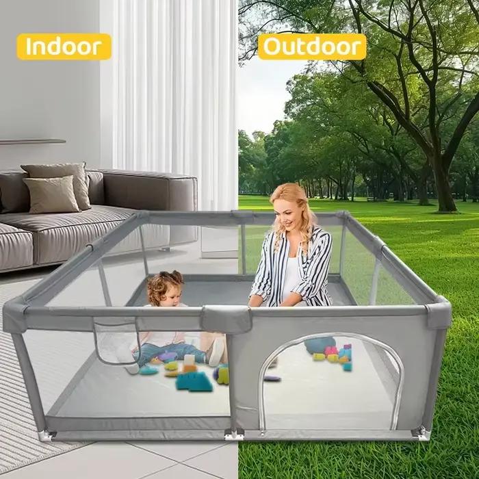 IMBABY Parc pour bébé Gris Clôture d'activité pour bébé Grand aire de jeux pour bébé Activités de sé