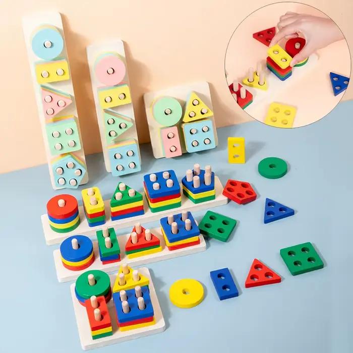 Jouet Montessori blocs de construction en bois, jouets éducatifs d'apprentissage précoce, couleur fo