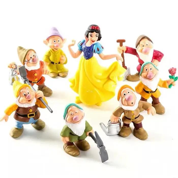 Ensemble de figurines de princesse Disney Blanche-Neige, 8 pièces, modèle de poupée de dessin animé
