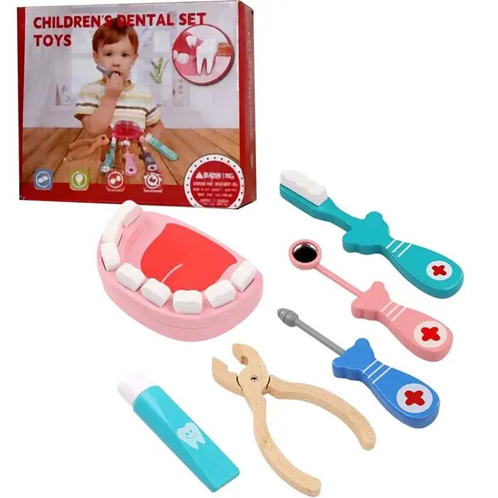 Jeu de simulation de dentiste : kit de soins dentaires, jeux de rôle, jouets éducatifs en bois pour