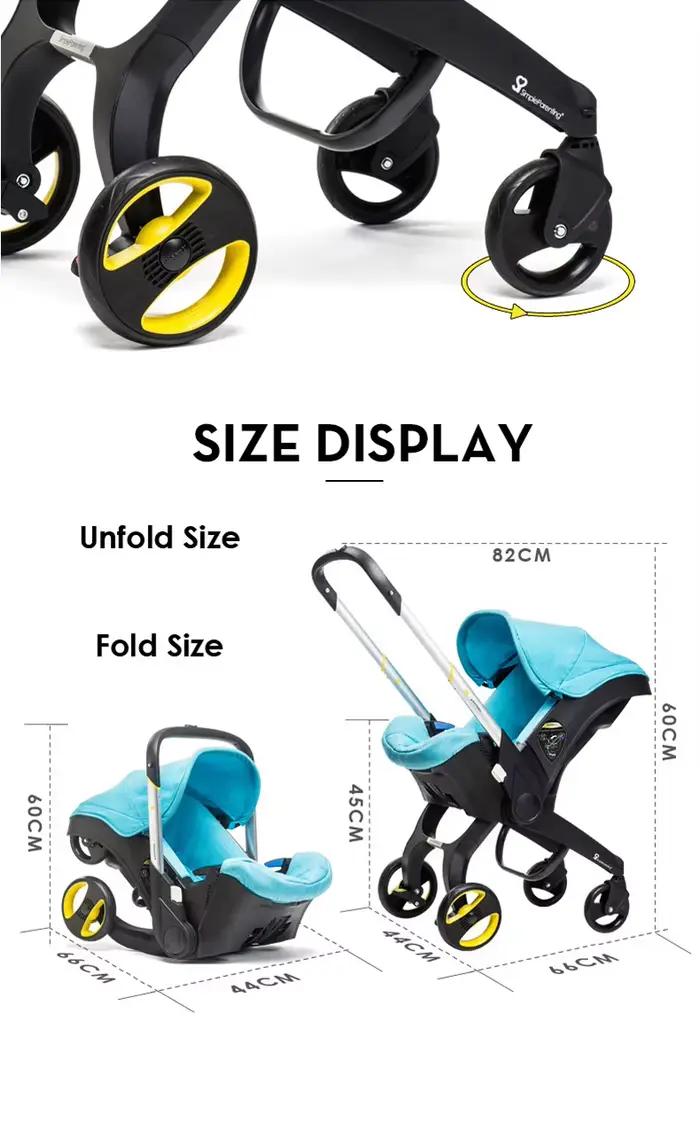 Poussette 4 en 1 pour bébé, chariot de sécurité, pliable, léger, multifonctionnel, système de voyage