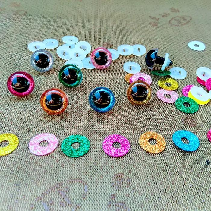Yeux de sécurité à paillettes en plastique 3D, 20 pièces, pour jouets au Crochet, Amigurumi, mélange