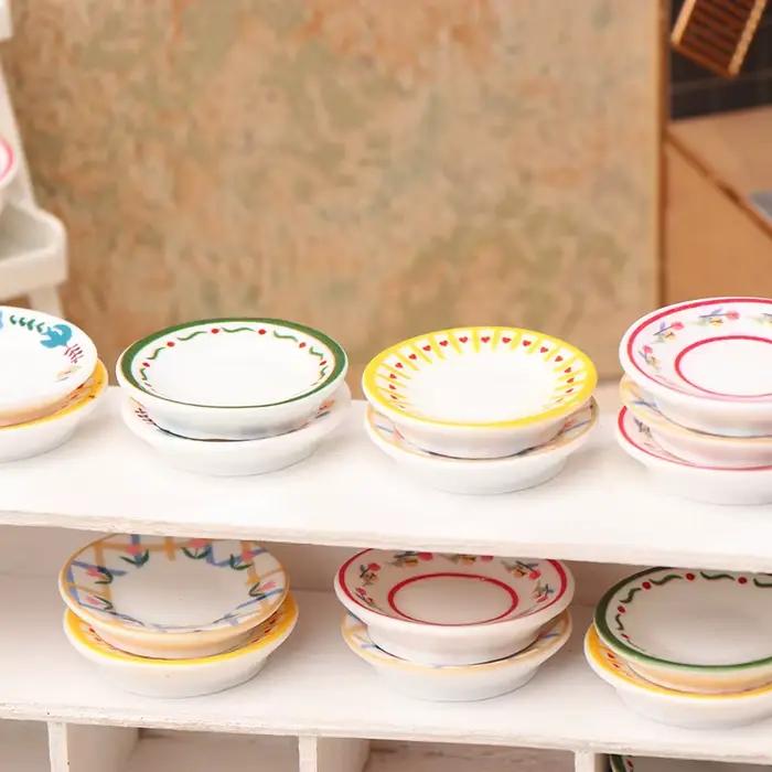 5 pièces 1/12 Mini assiettes plats modèle Simulation cuisine décoration maison de poupée poupées mai