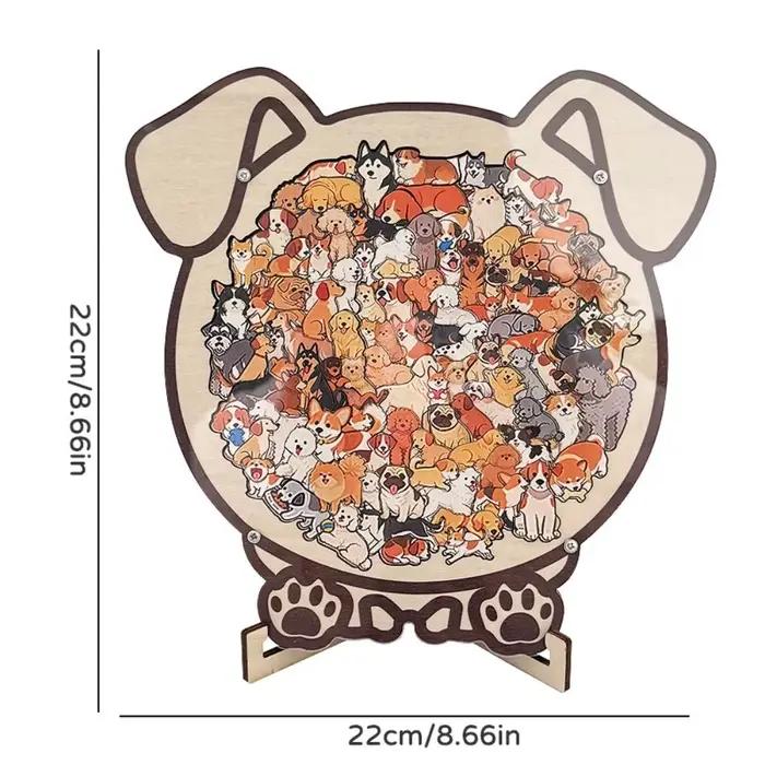 Nouveau puzzle en bois de dessin animé, thème animaux amusants (chien, chat, ours), anti-stress, déc