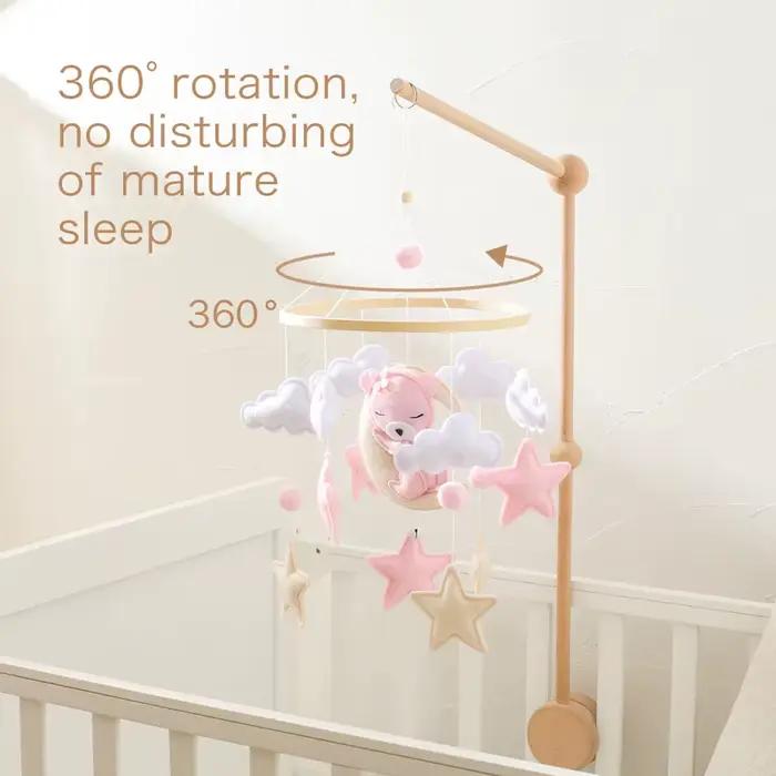 Berceau Mobile hochet bébé lit en bois cloche bébé hochets doux feutre dessin animé ours jouets berc