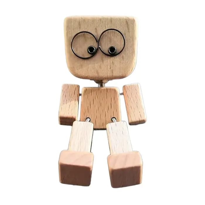 Figurine d'homme en bois secouant, décoration de tableau de bord de bureau, Sculpture amusante, orne