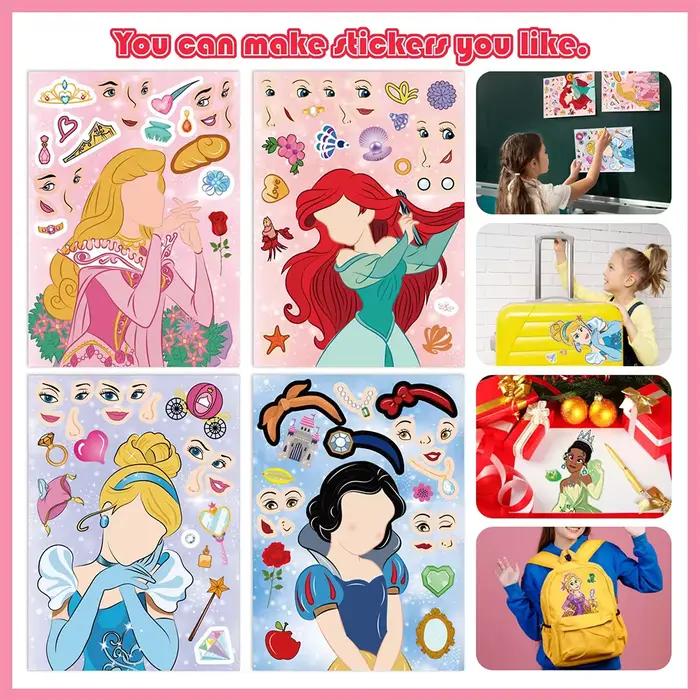 8/16 feuilles Disney princesse enfants Puzzle autocollants faire un visage drôle bricolage assembler