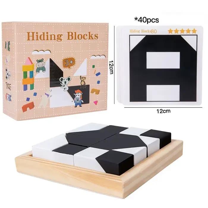 Puzzle blocs de construction cachés, jeu de société interactif Parent-enfant pour cultiver la pensée