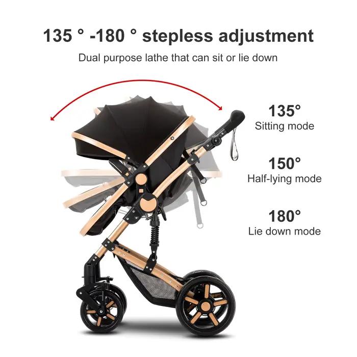 Poussette système de voyage pour bébé avec couffin, siège auto et cadre léger – Pliage à une seule t