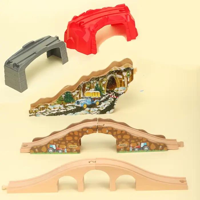 Jouets ferroviaires pour enfants, piste de Train en bois, toutes sortes d'accessoires de piste de po
