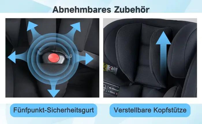 Sièges auto pour enfants avec rotation à 360° ° Système ISOFIX rotatif pour bébé, ceinture de sécu