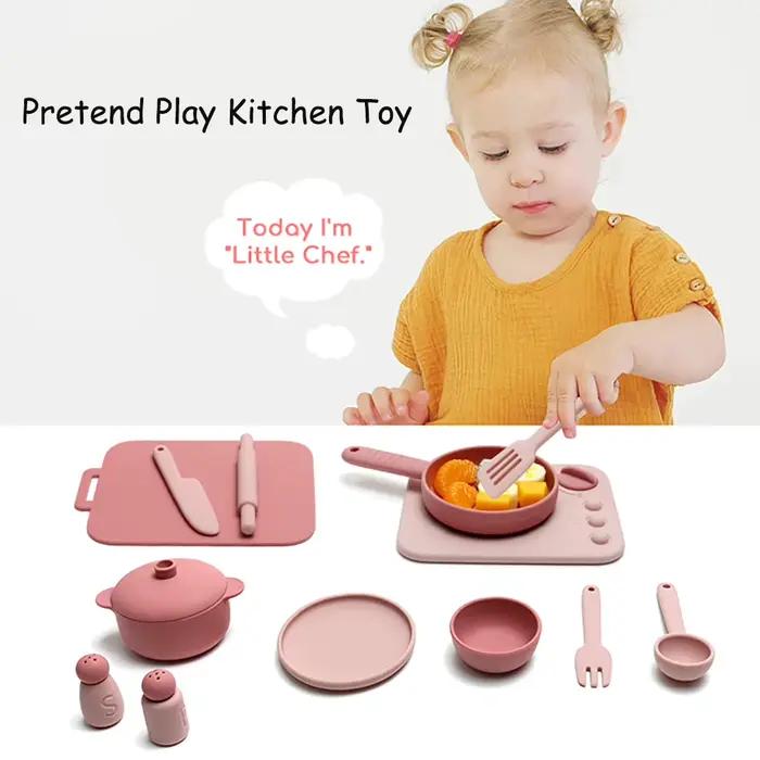 Jouets de cuisine pour enfants, ensemble de plats en Silicone de qualité alimentaire, Mini jouets de