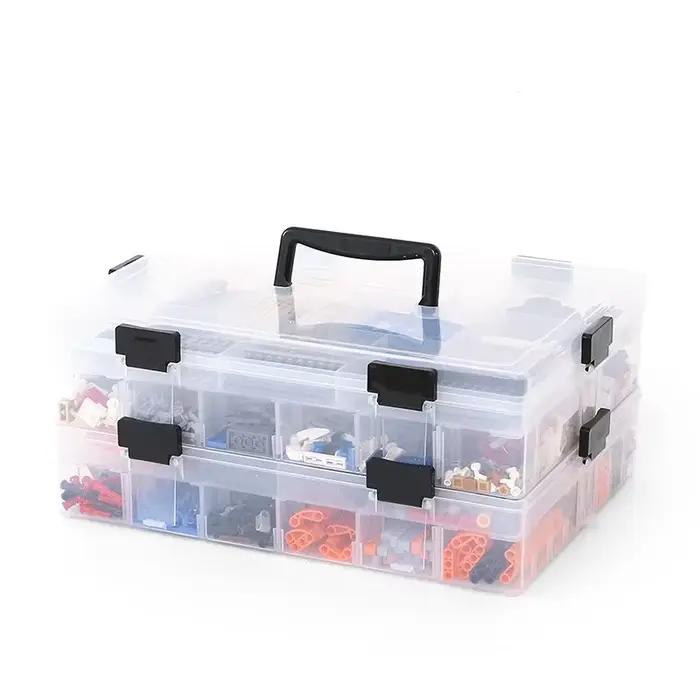 Boîte de rangement grande capacité transparente multicouche pour jouets, blocs, pièces et granulés –