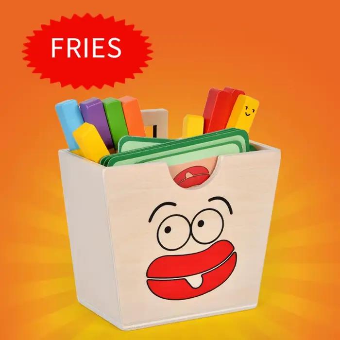 Jouet Montessori pour enfants, Sandwich à Hamburger en bois, frites, tri, jouets empilables, apprent