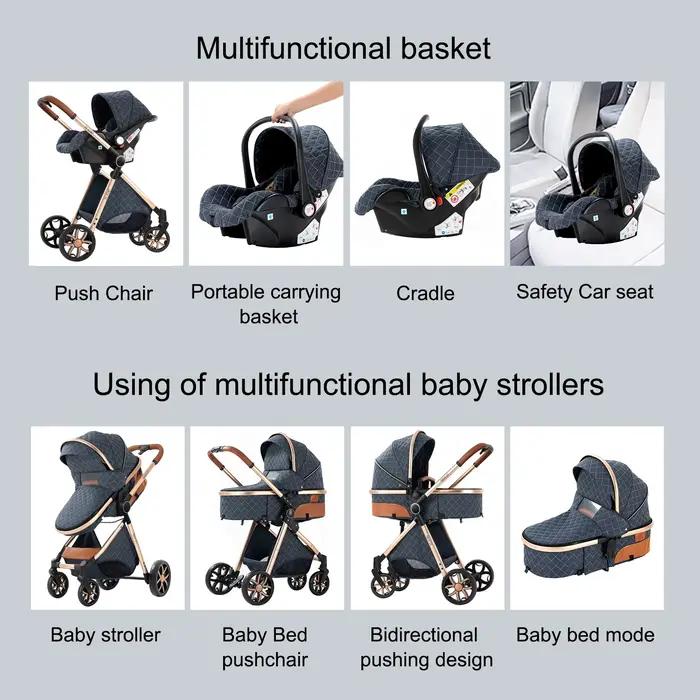 Poussette légère 3 en 1 pour nouveau-né, landau, landau 3 en 1, landau pour voyage avec poussette à