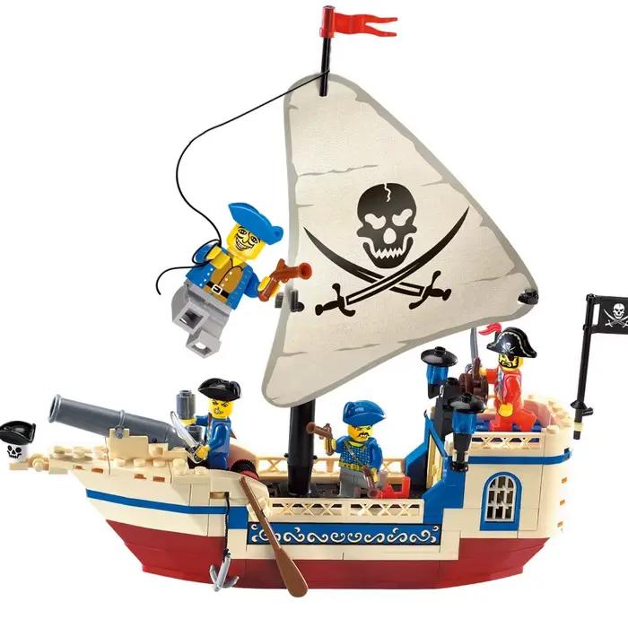 Blocs de construction de bateaux pirates – Ensemble de briques éducatives pour enfants, modèle de na