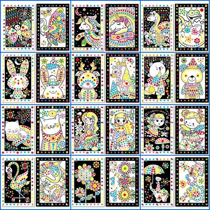 Autocollants de points de Puzzle amusants pour enfants, étiquette mosaïque de dessin d'animaux de de