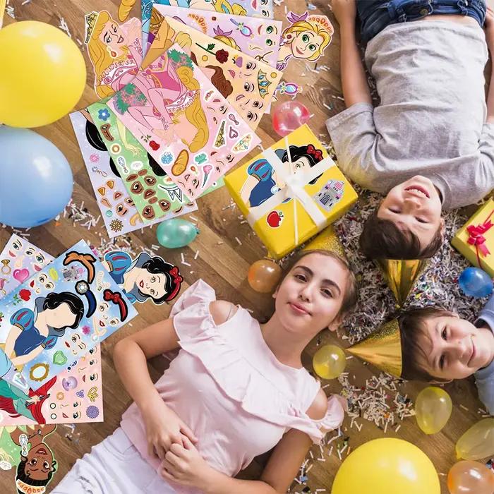 8/16 feuilles Disney princesse enfants Puzzle autocollants faire un visage drôle bricolage assembler