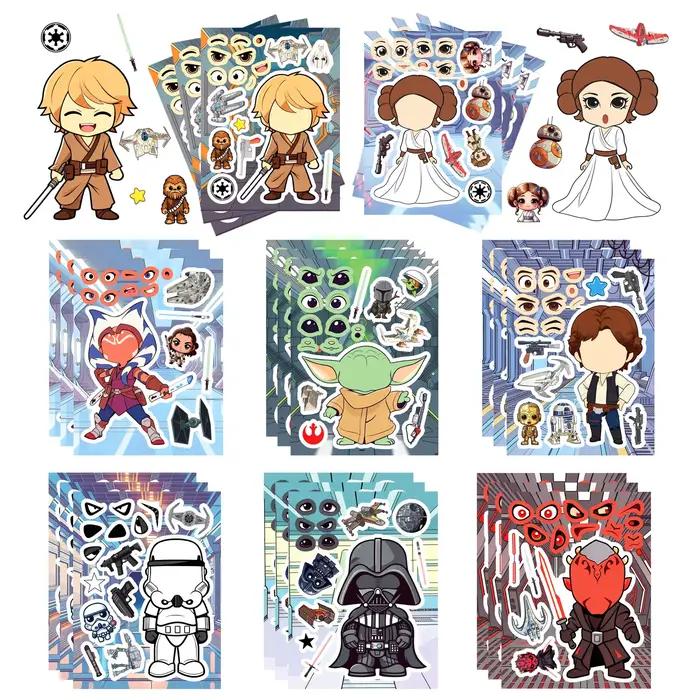 Autocollants puzzle Star Wars 8/16 pièces, artisanat DIY, créez un visage, puzzle étanche de dessin