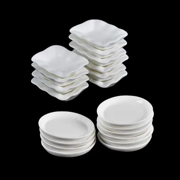 Jouets de cuisine pour maison de poupée, plateaux, assiettes, Mini nourriture Durable, plats blancs,