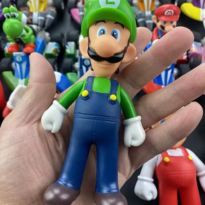 Super Mario Bros Karting Luigi Bowser Princess Peach Yoshi Toad Action Figure Toys, Rib Back Car, An