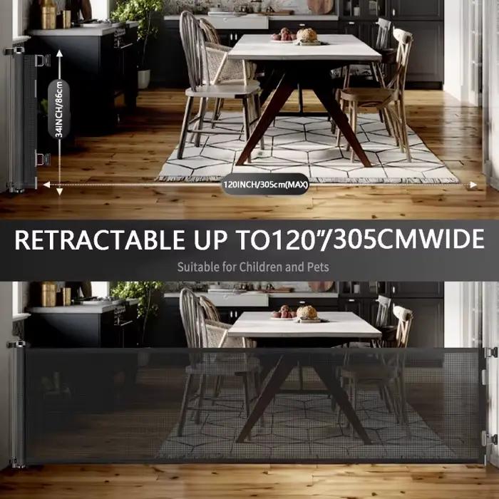 Barrière rétractable en maille haute pour enfants et animaux de compagnie, porte rétractable pour ch
