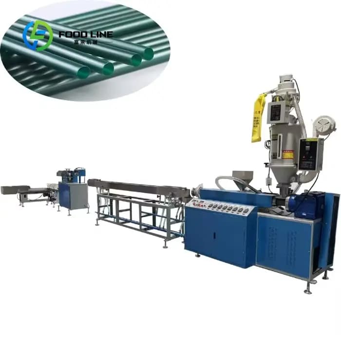 Ligne de fabrication automatique de pailles personnalisée avec cadre bleu et contrôleur numérique po