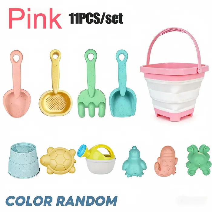 Ensemble de jouets de plage pour enfants, seau et pelles pliables en silicone avec moules à sable, e