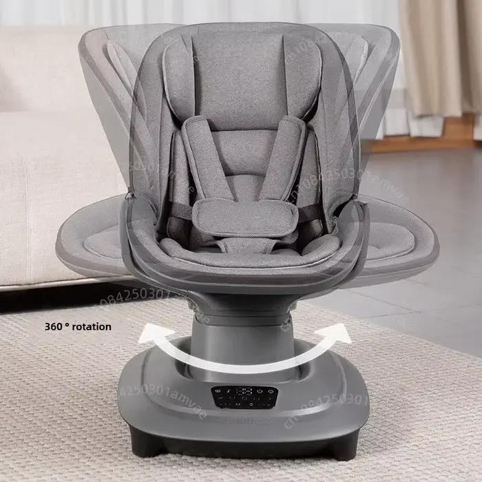 Chaise apaisante électrique pour bébé, chaise à bascule de luxe connectable à l'application 360 °