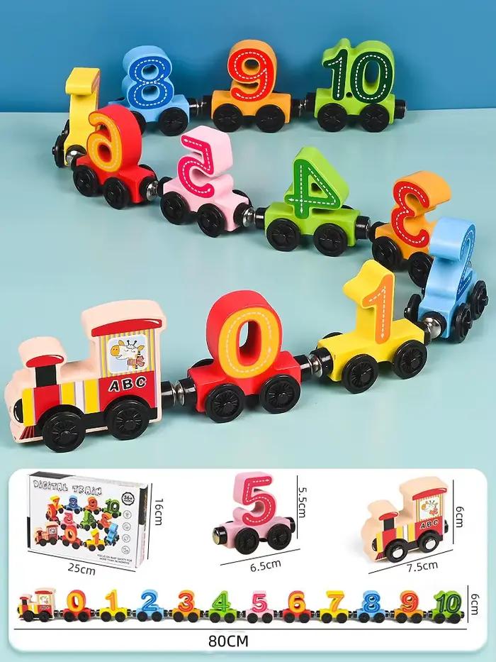 Jouet de Train en bois Montessori, jouets éducatifs précoces de Cognition Alphabet, ensemble de Trai