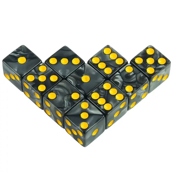 Jeu de dés à 6 faces 16mm marbre acrylique D6 jeu de dés pour DND, RPG, jeu de société ou enseigneme
