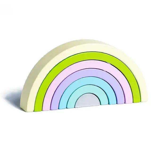 Nouveaux enfants Montessori arc pont arc-en-ciel blocs de construction jouets en bois bébé éducation