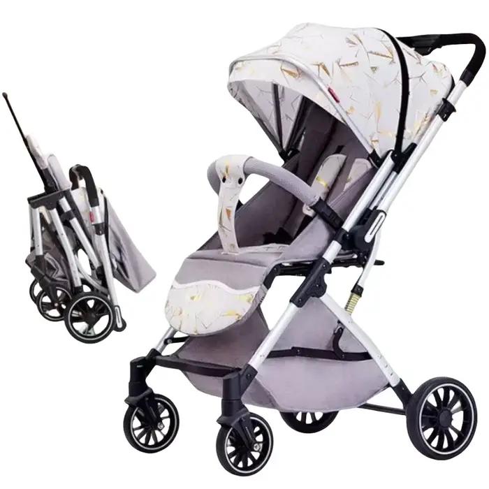 Poussette bébé à quatre roues, légère et bidirectionnelle, haute vue, peut s'asseoir ou s'allonger,