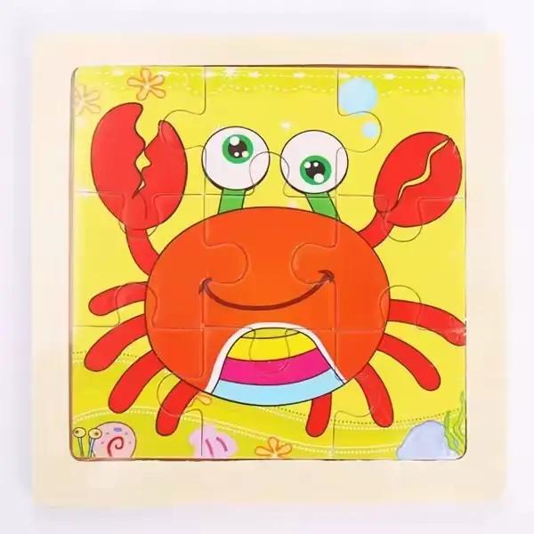 12 pièces bébé en bois 3D Puzzle dessin animé Animal dinosaure Intelligence Puzzle en bois jeu de Pu