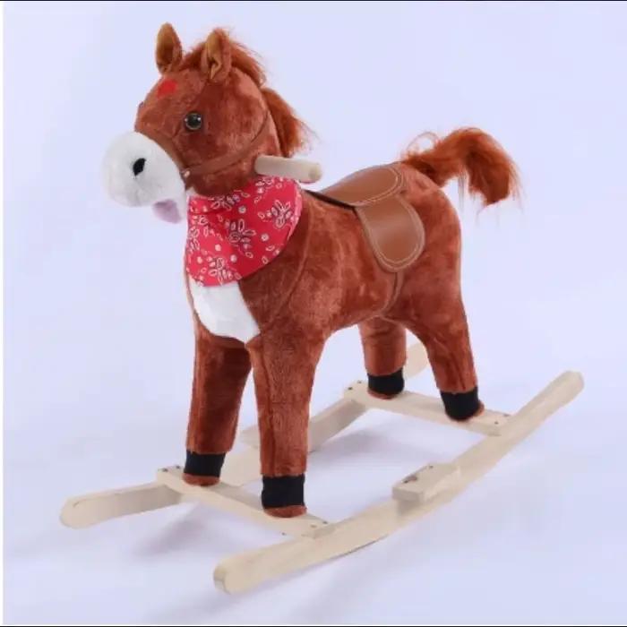 Cheval à bascule pour enfants, jouet en peluche à bascule en bois, décor créatif pour pépinière, cha