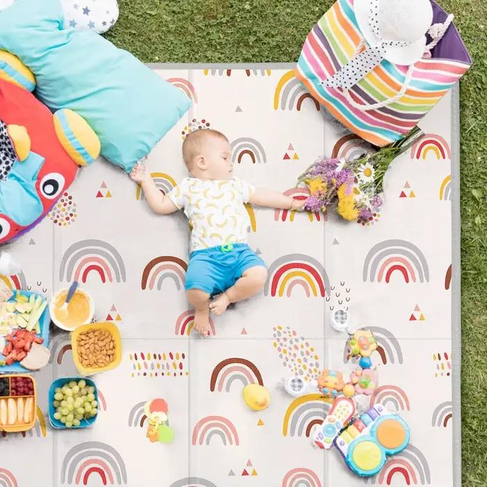 Tapis de jeu pliable pour bébé, tapis de parc PIGLOG 50x50, tapis de jeu en mousse sûr pour le temps
