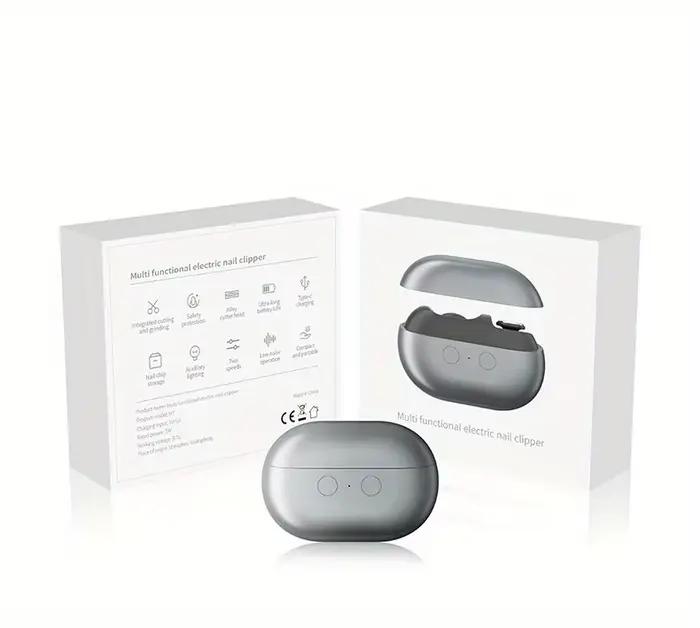 Coupe-ongles et polisseuse électrique 2-en-1 rechargeable par USB, avec lumière LED, outil de manucu