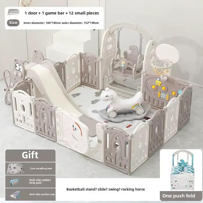 Parc pliable pour bébé avec toboggan, centre d'activité d'escalade, clôture de sécurité intérieure p