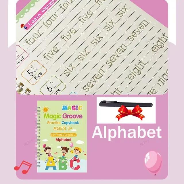 Cahier d'écriture cursive pour enfants, nettoyage rainuré de l'écriture manuscrite, pratique magique