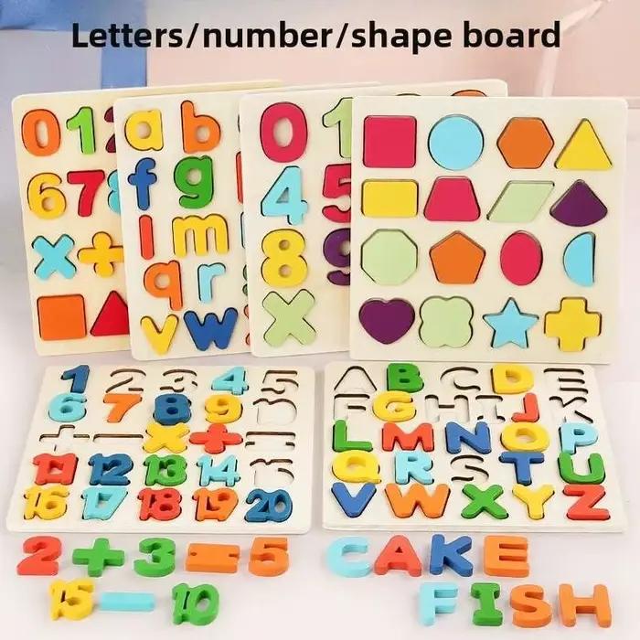 Jouets Montessori lettres et chiffres, Puzzle en bois, tri des briques mathématiques, jouets éducati