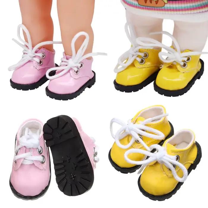 Chaussures en cuir brillant de 5cm pour 1/6 beurre, accessoires faits à la main, jolies bandages, ca