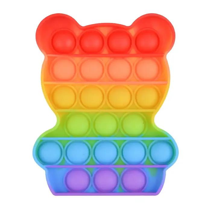 Arc-en-ciel Fidget Toys Pop Push Bubble Jouets sensoriels Dinosaur drôle Autisme Needs Squishy Soula