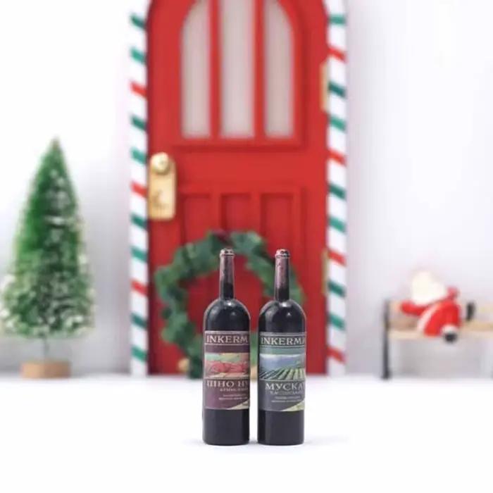 Bouteilles de vin rouge miniatures 1:12 pour maison de poupée, tonneau avec robinet d'eau, modèle de