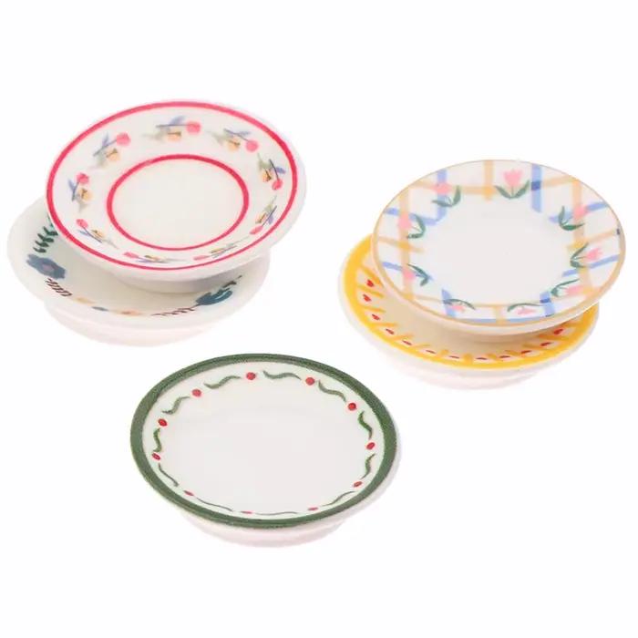 5 pièces 1/12 Mini assiettes plats modèle Simulation cuisine décoration maison de poupée poupées mai