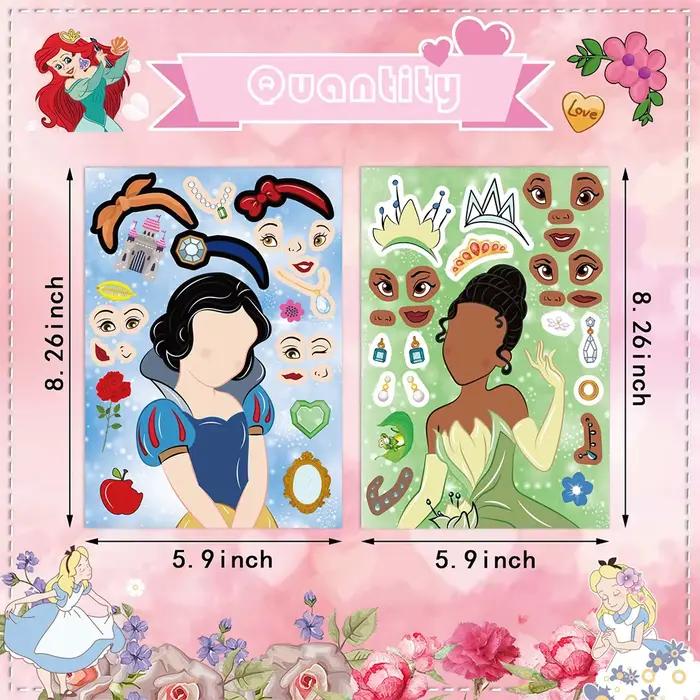 8/16 feuilles Disney princesse enfants Puzzle autocollants faire un visage drôle bricolage assembler