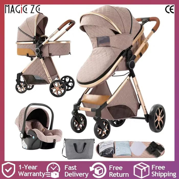 Système de voyage de poussette de bébé 3 en 1 de luxe avec siège auto landau de bébé poussette infan