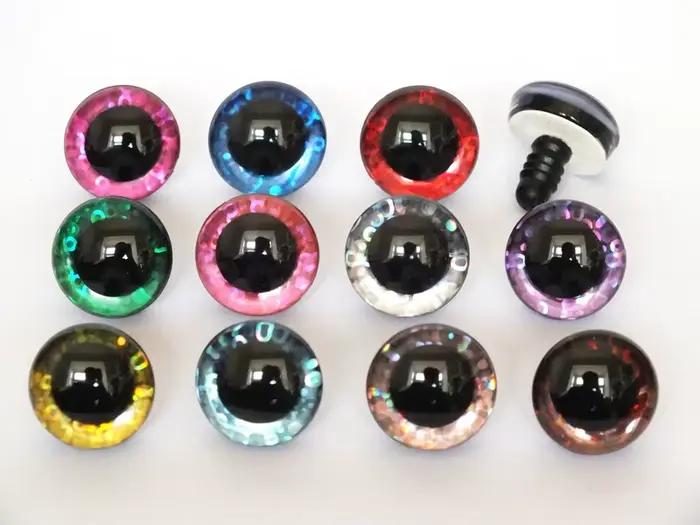20 pièces 9/12/14/16/18/20/25/30/35/40mm yeux de jouet de sécurité en plastique trapèze transparent