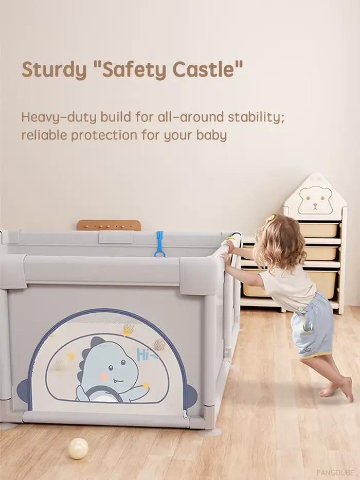 PANGDUBE Parc de jeu pour bébé, clôture de sécurité robuste, grande zone de jeu d'activité pour tout